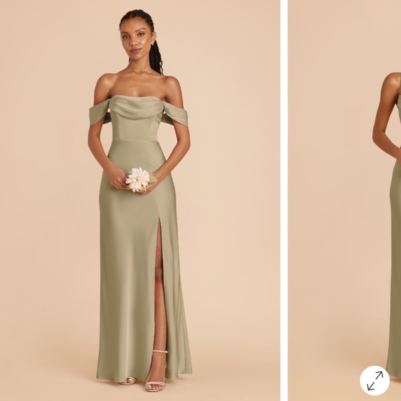 Birdy Grey Mia Convertible Dress - Matte Satin Moss Green - Picture 1 of 4